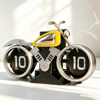 Horloge à bascule créative pour moto, horloge de table de style locomotive rétro, ornement de décoration intérieure unique