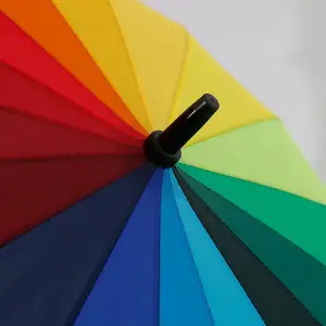 All'ingrosso 16k grande forte rinforzo regenschirm, pioggia diritta ombrelli arcobaleno con logo