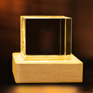 Lampe en cristal personnalisée <span class=keywords><strong>Aban</strong></span> Crystal avec gravure intérieure 3D, cube en cristal poli, lampe LED alimentée par USB, lumière chaude, décoration d'intérieur, cadeaux, veilleuse - Product Image 2