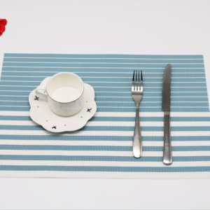 Posavasos cuadrado de PVC clásico personalizado Juego de manteles de mesa Logotipo personalizado Impreso Rayas Mantel individual para bebidas de boda y alfombrilla de matrona - Product Image 1