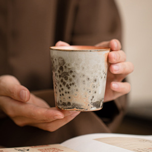 Taza maestra de cerámica al horno Shino, taza de té individual para el hogar, diseño craquelado natural para beber té, regalos de negocios, caja de regalo - Product Image 2