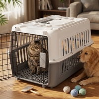 Cage de transport pour animaux de compagnie en fil de fer écologique avec poignée, gamelle intégrée, boîte de transport pliable pour chiens et chats, vente en gros