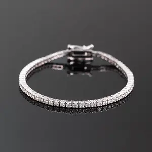 Goldleaf Hot Sale 3mm VVS Mosissanite Bracelets Pass Diamond Tester 925 Sterling Silver Moissanite Tennis Bracelet