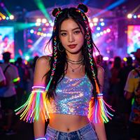 Haut court tie-dye réactif aux UV - Tenue de festival néon pour femmes en polyester/spandex