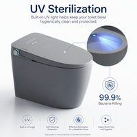 WC intelligent allongé moderne avec bidet électrique sans réservoir, chasse d'eau silencieuse, télécommande, siège chauffant, compatible P-Trap et S-Trap