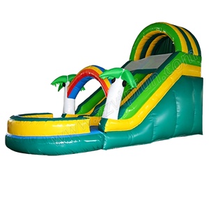 Toboggan aquatique gonflable palmier tropical avec piscine, toboggan aquatique en PVC de qualité commerciale pour enfants et adultes, <span class=keywords><strong>location</strong></span> pour fêtes en plein air - Product Image 2