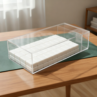 Boîte de rangement de luxe moderne en acrylique transparent pour tuiles de mahjong, avec couvercle coulissant, anti-poussière, empilable, portable, pour tuiles américaines