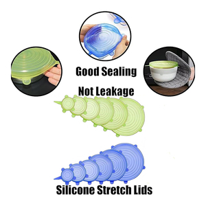 Flexible Round Silicone Bowl Covers 6 Different Sizes Reusable Stretch <b>Lids</b> for Yogurt <b>Pot</b> Microwave Can & Tin Food Storage - Product Image 3