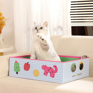 Cat scratching <b>post</b> and cat bed combined, non-shedding corrugated cardboard scratching toy, rectangular box, cat cardboard box - Product Image 4