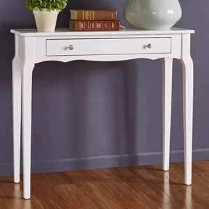 Modern 36 Inch Solid Wood White Console Table for Living Room
