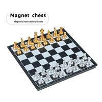 Jeu d'échecs magnétique haut de gamme en or et argent, pliable et portable pour débutants et enfants
