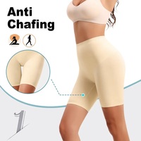 Shorty gainant sans couture taille haute pour femme, double couche de compression, contrôle du ventre, mi-cuisse, anti-frottement, sous-vêtement sculptant