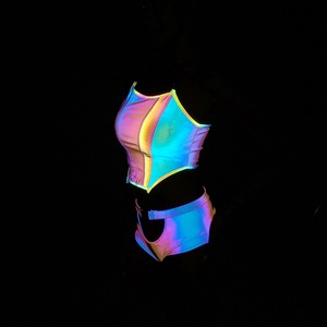 European American Cross-border Hot-selling <strong>Reflective</strong> Strappy Bow Collar Vest Women's Sexy Tight Luminous <strong>Top</strong> - Product Image 2