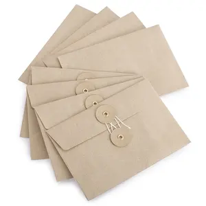 Customized Kraft Paper Envelope And Multi-color Optional Envelope With Button And String Closure Recycled Envelopes