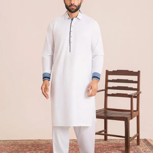 Último Diseño Islámico para Hombre, Shalwar Kameez con Bolsillos Laterales, Ajuste Cómodo, Largo Regular, Secado Rápido, Sin Arrugas, Algodón, Ropa de Fiesta - Product Image 6