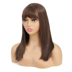 Lenaqueen Brown Futura Perruques avant synthétiques avec frange en fibre Futura, perruques frontales à couche douce, légère et droite avec <span class=keywords><strong>bande</strong></span> élastique - Product Image 3
