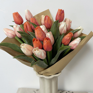 Tulipanes naranjas Flores artificiales Flores de imitación Tulipanes Flores Día DE LA MADRE Pascua Día de San Valentín Regalos Decoraciones de boda - Product Image 6