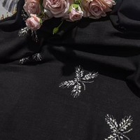 Vente directe usine – Tissu en dentelle tricoté avec maille perlée, broderie papillon et perles tubulaires, enduit PE, ramie/coton, pour jupe Hanfu