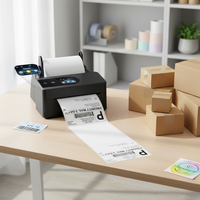Imprimante thermique Phomem PM64D avec écran tactile Bluetooth, imprimante d'étiquettes d'expédition 4x6 avec porte-étiquettes pour les petites entreprises