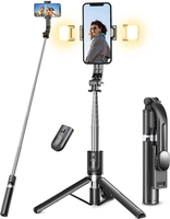 Trépied perche à selfie de 192 cm avec lumière et télécommande rechargeable pour téléphones iPhone et Android, idéal pour le vlogging, le streaming en direct et la prise de photos