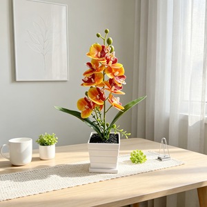 Plante artificielle en pot d'orchidée Phalaenopsis de 32 pouces en caoutchouc souple pour l'affichage dans les hôtels et les restaurants, fausse fleur, bonsaï, ornement vert - Product Image 3