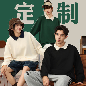 Spring Autumn Stand Collar Pullover Sweatshirt Couple Style Unisex Loose Fit Custom Uniform Logo Printed T Shirt - Product Image 1