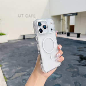 Funda magnética para iPhone 15/16 con protección de cámara y botón de color, funda rígida blanca para iPhone 17 Pro. - Product Image 1