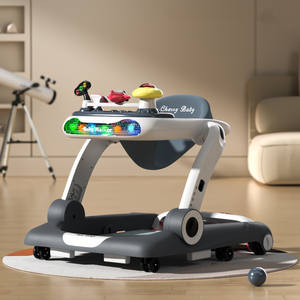 Sevimli karikatür uçak müzik disk ile bebek yürüteci anti-o-bacak anti-rollover denge aracı oturabilir ve itin - Product Image 5