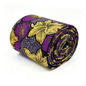 Tissu Ankara Double Face 100% Coton à Motif Circulaire Abstrait Violet et <span class=keywords><strong>Jaune</strong></span>, Tissu <span class=keywords><strong>Ciré</strong></span> Coloré pour Robes de Soirée Africaines - Product Image 2