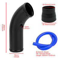 Tuyau d'admission universel en aluminium pour voiture 3 ''76mm avec tuyau en caoutchouc Noir Bleu Rouge Système d'admission d'air froid Kit de tubes à induction pour turbo