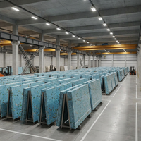 Dalle de terrazzo multicolore bleue préfabriquée 3200x1600mm, carrelage en pierre inorganique polie pour sol et mur d'hôtel de luxe