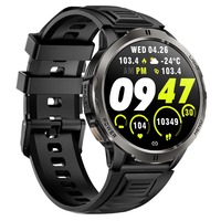 Montre connectée KT92 pour hommes, batterie grande capacité 1100 mAh, écran 1,7 pouce, lampe torche LED, boussole, étanche IPX8 3ATM, montre de sport