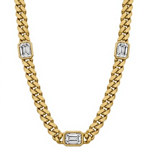 Orelia Iuxe Gold Plated Stainless Steel Cuban Chain Bracelet Rectangular Zircon Inlink <b>Bangle</b> Hip Hop Jewelry for Women <b>Men</b> - Product Image 6
