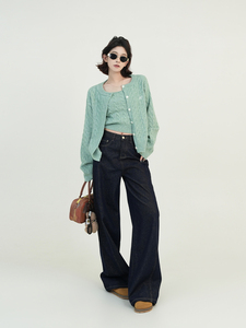 Jeans <span class=keywords><strong>de</strong></span> Pierna Recta <span class=keywords><strong>de</strong></span> <span class=keywords><strong>Cintura</strong></span> <span class=keywords><strong>Alta</strong></span> Azules para Mujer, Estilo Coreano Nuevo <span class=keywords><strong>de</strong></span> Otoño e Invierno, Versátiles, Adelgazantes, <span class=keywords><strong>de</strong></span> Pierna Ancha hasta el Suelo - Product Image 3
