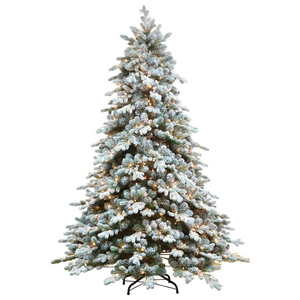 Premium Modern Standing Flocked Hinged Artificial Christmas Spruce Tree with Snow RGB <b>Lights</b> APP Control Customized Size - Product Image 1