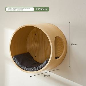 Menara pohon kucing Modern ramah lingkungan kayu kolom terpasang di dinding Kondominium tanpa Area sarang mainan hewan peliharaan semua ruang tamu - Product Image 6