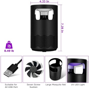 <span class=keywords><strong>Piège</strong></span> à insectes électrique USB sans bruit ni rayonnement, photocatalytique, <span class=keywords><strong>anti</strong></span>-moustiques, lampe tue-insectes solide, écologique, sans plastique - Product Image 4