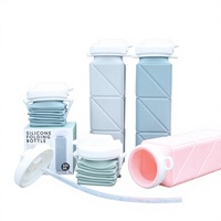 Bouteille d'eau en silicone de haute qualité 620 ml avec logo personnalisé et paille, facile à transporter, bouteille pliable en silicone pour le fitness et le camping en plein air