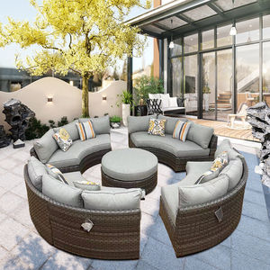 Moderne Waterdichte Halve Cirkel Bankstel Goedkope Outdoor Rieten Patio Tuin Rotan Meubels Voor Theetafel Woonkamer Park - Product Image 2