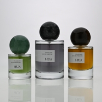 Flacon de parfum rond en verre 30ml 50ml 100ml avec bouchon en cristal de pierre, flacon de parfum de luxe vide, emballage de parfum personnalisé