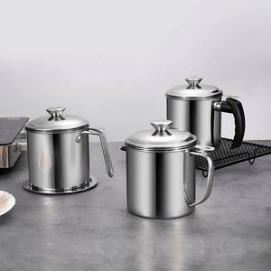 Utensilios de Cocina de Acero Inoxidable, Accesorios para Separar Residuos de Aceite, Juego de Tazas Filtrantes de Aceite Metálicas, Taza Filtrante de Aceite de Cocina con Tapa - Product Image 5