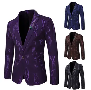Blazer pria, jaket jas pria ramping cetakan cerah modis kualitas tinggi musim semi dan panas 2024