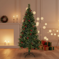 Arbre de Noël en cèdre PE+PVC de 1,20m à 3,05m de haute qualité, écologique, avec pommes de pin et baies, fabriqué à l'usine Yi Wu