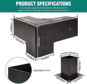 <span class=keywords><strong>Connecteur</strong></span> <span class=keywords><strong>d</strong></span>'<span class=keywords><strong>angle</strong></span> extérieur 3 voies 4 voies 5 bras Kit de <span class=keywords><strong>pergola</strong></span> à cadre en bois Support de base Support en métal <span class=keywords><strong>pour</strong></span> <span class=keywords><strong>pergola</strong></span> - Product Image 2