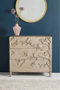 Commode à 6 tiroirs sculptée à la main, série Ornithologie, relief en forme de sommet d'arbre, double buffet, coffre de rangement en bois de qualité héritage - Product Image 3