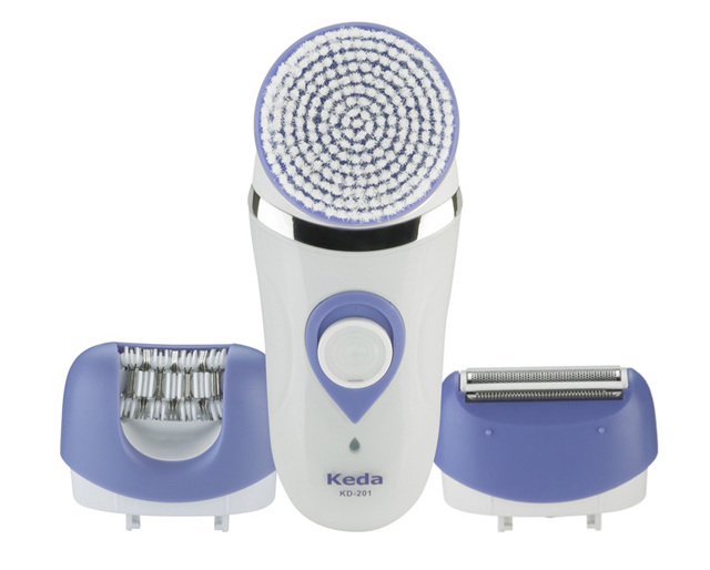 Hot Selling Purple Wet & Dry Electric Lady Epilator Facial Cleaning Hair Removal 3 in 1 With USB Charging Line