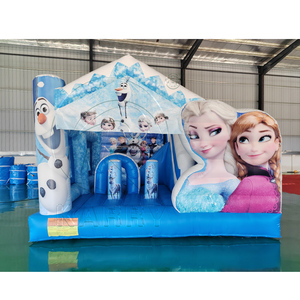 Château Gonflable Personnalisé <span class=keywords><strong>Elsa</strong></span> Bleu pour Fêtes, Maison de Rebond Gonflable Princesse avec Toboggan Intérieur - Product Image 2