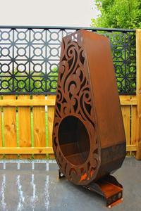 Brasero extérieur autoportant en acier Corten pour bois, type cheminée - Product Image 5