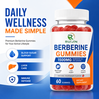 Gummies de berbérine HCL à marque privée 1500mg avec cannelle de Ceylan, chardon-Marie, pour le soutien de la glycémie, du foie et de l'immunité, complément végétalien