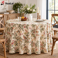 Nappe ronde en polyester imprimée sur mesure, style faux lin épais, pour décoration de table à domicile ou de banquet, 120 pouces, fabrication OEM.
